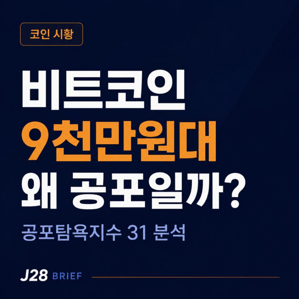 비트코인 9천만원대 공포탐욕지수 31 코인 시황
